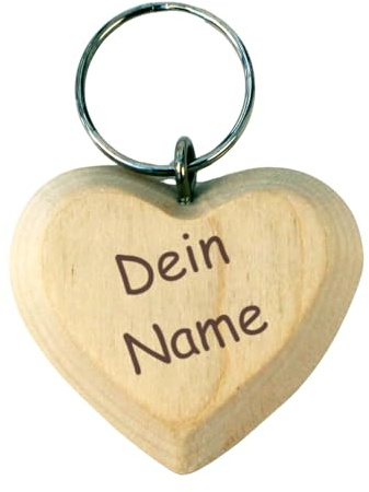 Geschenkissimo Schlüsselanhänger Herz mit Gravur - beschriftbar mit Name + Motiv