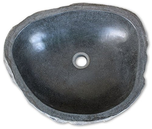 Tidyard Lavabo in Pietra Naturale per Bagno 40-45 cm, Lavandino Ovale in Pietra del Fiume, Creativo Lavabo da Appoggio