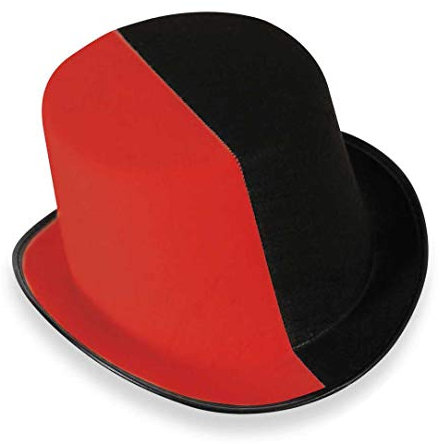 KarnevalsTeufel Zylinder zweifarbig schwarz-weiß/schwarz-rot Größe ca. 58cm Hut Kopfbedeckung (schwarz-rot)