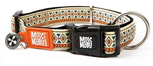 Max & Molly Gotcha! Hundehalsband Halsband Hund mit Smart ID, gepolstertes Neopren Halsband mit Design für mittelgroße Hunde, wasserdicht, bequem, verstellbar, Ethnic, M