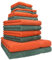 Betz 12-TLG. Handtuch Set Premium 100% Baumwolle 2 Duschtücher 4 Handtücher 2 Gästetücher 2 Seiftücher 2 Waschhandschuhe blutorange/tannengrün