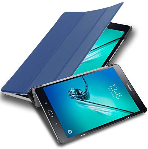 Cadorabo Custodia Tablet per Samsung Galaxy Tab S2 (8.0 Zoll) SM-T715N / T719N in BLU SCURO JERSEY – Copertura Protettiva Molto Sottile di Similpelle in Stile Libro CON Auto Wake Up e Funzione Stand