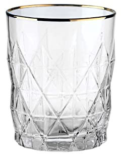 BUTLERS Trinkglas mit Goldrand 345ml Vintage Gläser Kristalloptik mit Prägung - UPSCALE - Wasserglas, Cocktailglas | Trinkgeschirr Tee, Limonade, Eiskaffee, Longdrinks