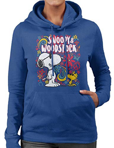 Peanuts 70s Floral Snoopy and Woodstock Women's Hooded Sweatshirt
