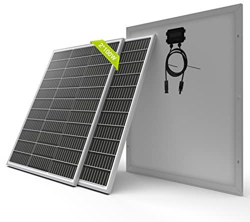 Newpowa Panel solar monocristalino de 200 W, 12 V, 100 W, 2 módulos solares, diseño compacto, módulo de alto rendimiento para caravanas, barcos marinos y aplicaciones independientes de la red (mono