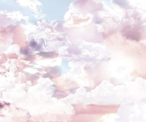 Komar Vlies Fototapete - Clouds - Größe 300 x 250 cm (Breite x Höhe) - Bahnbreite 1 Meter - Wand Tapete Wohnzimmer Schlafzimmer Rosa Wolken Himmel Dekoration Wandbild - P6027A-VD3