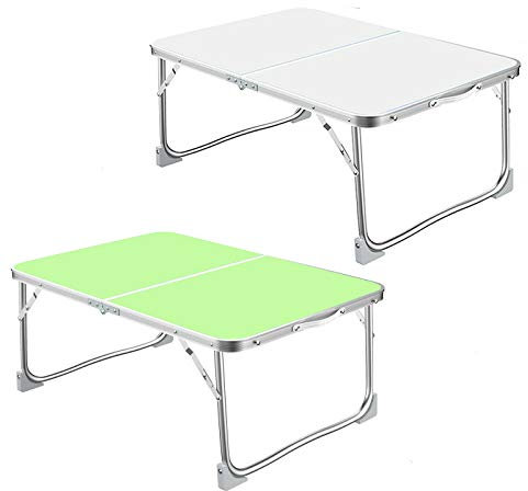 Kompakter Klapptisch aus Aluminium, zusammenklappbar, Laptop-Betttisch, Laptoptisch, multifunktionaler Ständer für Arbeit, Lesen, Schreiben, Zeichnen, Weiß, 60 x 40 x 26 cm