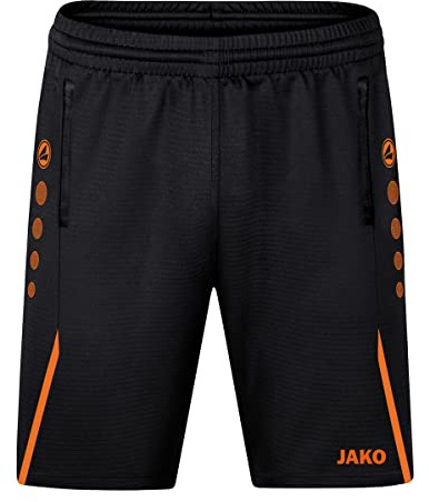 JAKO Herren Trainingsshorts Challenge, Schwarz/Neonorange, XL