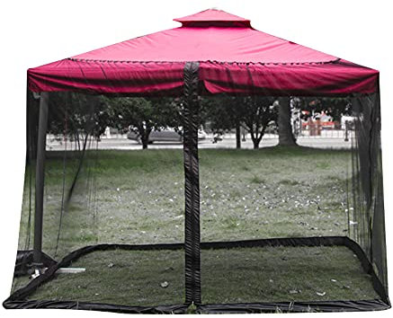 Patio Parapluie Moustiquaire, Moustiquaire pour Parasol de Jardin avec Fermeture Éclair Moustiquaire pour Parasol de Gazebo Table Noir 300cmx300cmx230cm