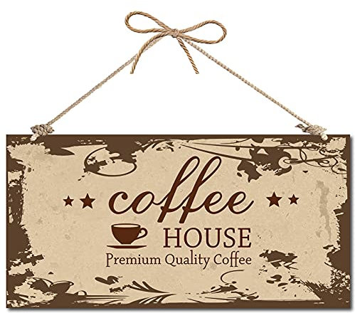 CREATCABIN Coffee House Letrero de Madera Decorativo Decoración del Hogar Letrero de Madera Placa Colgante Arte Pared Tablero Puerta