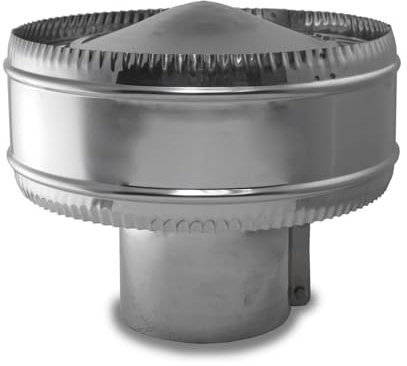 CAEXVEN Sombrerete Antirevocante para Conductos en Acero Inoxidable - Serie Lisa y Helicoidal - 250 mm