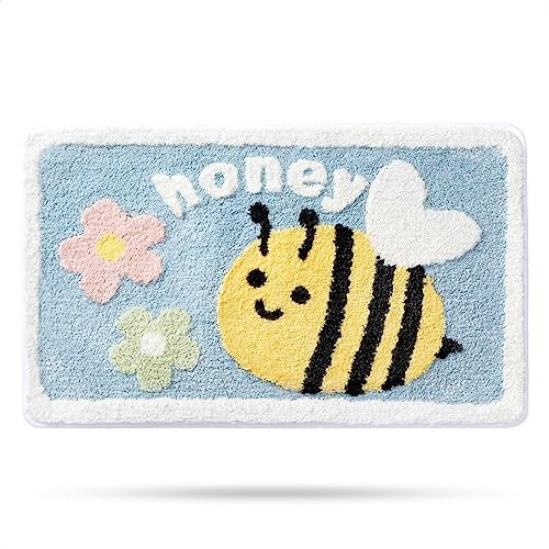 Niedlicher Badteppich Badematte für Badezimmer Rutschhemmender Weicher Badteppich für Duschen Niedlich Plüsch Mikrofaser Super-saugstark Plüschteppich für 40x60cm