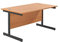 Office Hippo Heavy Duty Rectangular Cantilever Desk, Home Office Table + Integrated Cable Ports, PC Desk For Office or Home, 5 Yr Wty - Black Frame/Beech Top, 120cm x 80cm