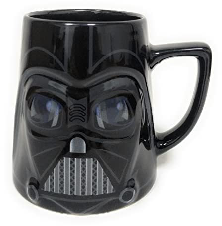 Ideal Casa Star Wars Darth Vader Keramik Frühstücksbecher - 10 cm Höhe - 350 ml - Mug Mit Prägung der Charaktere, Schwarz