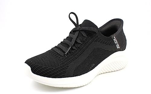 Skechers Damen Ultra Flex 3.0 Brilliant Path Sneakers,Sports Shoes, Black Knit/White Trim, 38 EU
