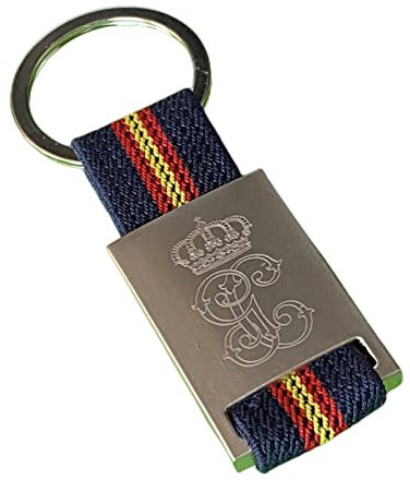 Durabol Llavero Bandera lona de España de Metal/Tela.Grabado láser.conmemorativo histórico y madrid (insignia de la guardia civil Azul)