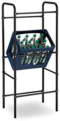 Relaxdays 2X rangements caisses de Boissons, HxLxP: 116 x 50 x 34 cm, étagères pour 3 bacs, Acier, Support, Noir