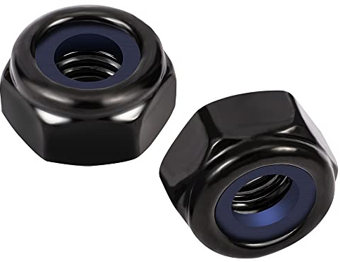 MewuDecor 1/4-20 Nylon Insert Hex Lock Nuts Locknuts, 304 Stainless Steel 18-8, Black Oxide, 25 PCS