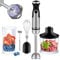 BioloMix Handheld Blender, Stainless Steel Hand Stick Blender, 5-In-1 Hand Blender with Egg Whisk, 600ml Beaker 500ml Chopper Bowl for Smoothies, Puree, Baby Food (5 in 1, Black)