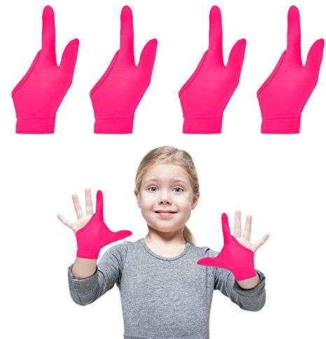 4Pcs Thumb Sucking Guard Gloves, Kids Chewy Compression Gloves, Breathable Guard Nail Biting Gloves, Kids Stop Thumb Sucking and Finger Biting Generally for Ages 8-12 (Pink, 2 Fingers)