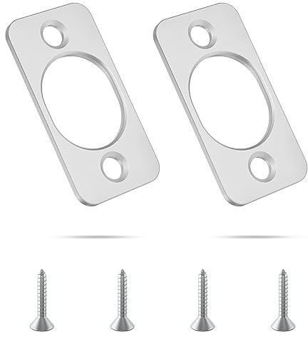 Strike Plate Door Backplate 1x 2-1/4Round Corner Deadbolt Strike Plate | Stainless Steel Security Door Lock Strike Plates for Many Levels of Lock -2 Pack