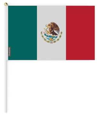 Pixelforma - Mini bandera de México en varios tamaños, 100% poliéster de plástico, 14 x 21 cm