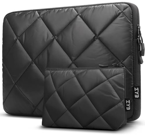 ZYB 13.3 Zoll Puffy Laptop Hülle MacBook Tasche für MacBook Air 13 M3 M2 M1 2024-2010, MacBook Pro 13 M1 M2 2023-2012, MacBook Pro 14 2023-2021 M3 A2918/A2992 M2 A2779 M1 A2443-Schwarz