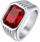 Bestyle Edelstahl Herren Rubin Onyx Bandring - Quadrat Vintage Edelstein Gothic-Siegelring - Fingerring Größe 70, Silber