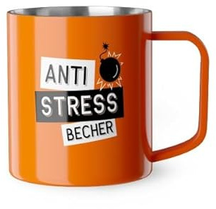 Rungassi Thermobecher Thermotasse Isolierbecher Edelstahl Thema Mann (Orange - Antistress)