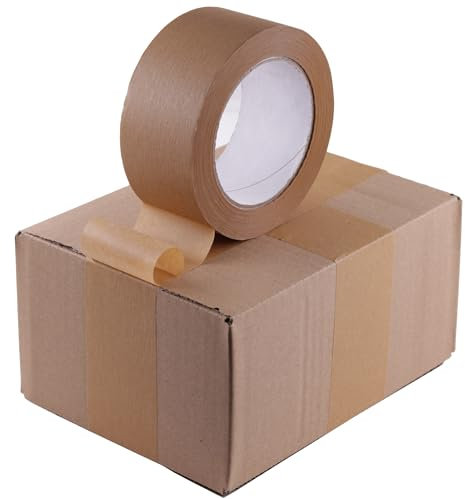 DIY-24H | Papierklebeband 1-120 Rollen je Auswahl Braun | Klebeband Papier Paketband Packband Kraftpapier Recyclingfreundlich 50mm x 50m (1 Rolle)