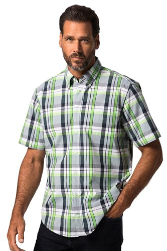 JP 1880 Hommes Chemise à Carreaux. Manches Courtes et col à Pointes boutonnées. Coupe Modern Fit, Jusqu'au 8XL. Vert Clair 7XL 825464429-7XL