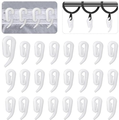 Curtain Hooks Plastic White Pack of 120, 2.8x1.2cm, Drapery Hooks for Windows, Doors and Shower Curtains Fits Most of Curtains