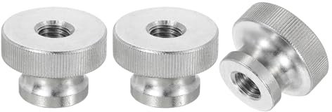 sourcing map Rändelmuttern, 3 Stück, M10 x T 30 mm x H 20 mm, Edelstahl, runde Knöpfe, Befestigungselemente, Durchgangsloch, Handschraube, Mutter, Silber, für 3D-Drucker-Teile, Werkzeugmaschinen