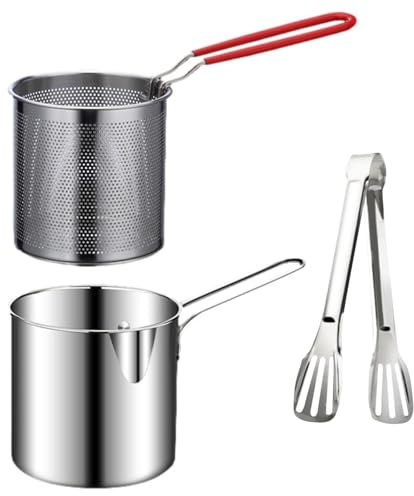 Großer Pommes Kochtopf Mit Frittierkorb, Frittiertopf Friteuse Frites Kochtopf Frittierpfanne Pommestopf Fritteuse Feinmaschiger Ölabschäumer Für Die Küche Zu Hause