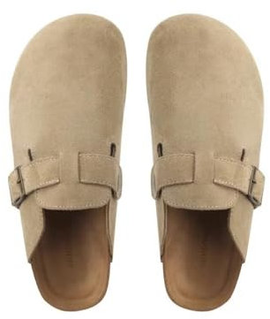 BDWMZKX Hausschuhe Damen Birkenstock-Schuhe Für Frauen, Dicke Sohlen, Erhöhte Größe, Birkenstock-zehen-Halbschuhe, Frühlings- Und Herbst-slip-on-slip-ons-khaki-40