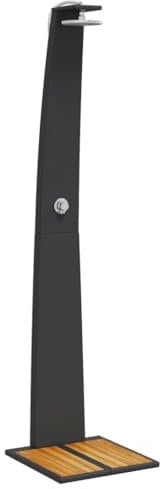 vidaXL Ducha de Exterior, Ducha con Rociador Giratorio, Ducha para Piscina, Mueble para Patio Jardín, Ratán PE y Madera Acacia Negro
