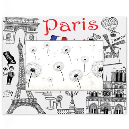 Bilderrahmen mit französischem Paris-Motiv, 10 x 15 cm, passend für 13,9 x 8,8 cm große Fotos, Paris, Holzrahmen, Desktop oder Wand, Heimdekoration, Bilderrahmen