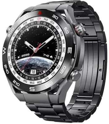 Svincoter Correa de titanio de 22mm apta for Huawei Watch 4Pro GT 4 46mm 2e/3Pro Ultimate Link pulsera apta for Samsung galaxy 3 45mm Gear S3 Band(Black,For Huawei Ultimate)