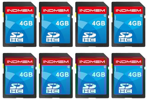 INDMEM SD Card 4GB, 8 Packs Class 4 4GB Flash Memory Card MLC Standard Secure Digital Cards Camera Card