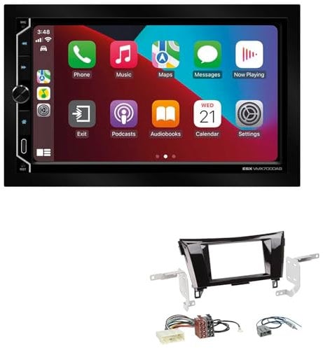 ESX VMX700DAB 2-DIN Autoradio kompatibel mit Wireless Apple CarPlay Android Auto Bluetooth DAB+ passend für Nissan X-Trail ab 2014 Klavierlack Optik ab 2014