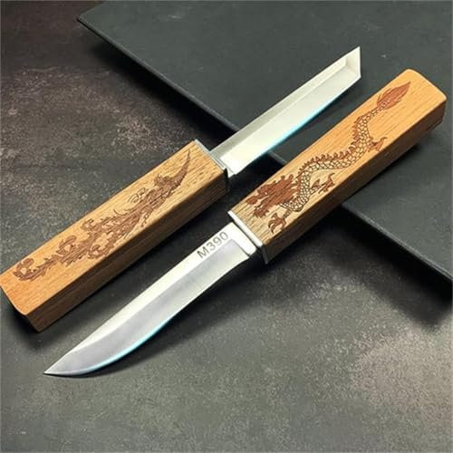 2 In 1 Handmade Dragon and Phoenix Double Blades Knife Set, Dual Chef Knife, Camping Knives, Stainless Steel Knife Perfect for Cutting Meat, Vegetables & Fruit