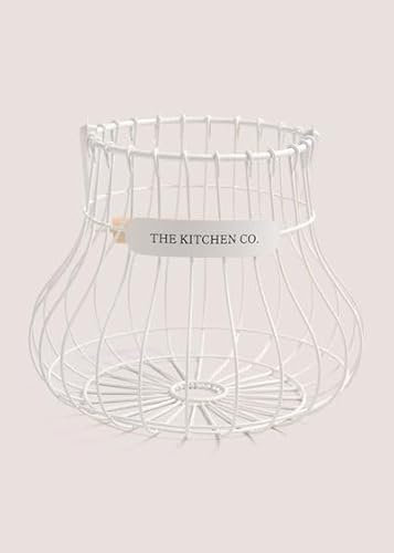 White Metal Wire Eggs Basket With a Wooden Handle Kitchen Co Egg Holder Keep Your Eggs Fresh And Organized Kitchen Decor - T24