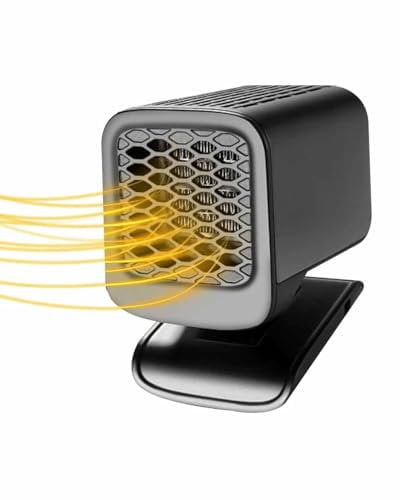 Chauffage de voiture 12V, Mini ventilateur de chauffage de voiture, 2 en 1 Chauffage de voiture Dégivreur, 120W pare-brise de voiture Demister, 360° rotatif Chauffage de voiture Chauffage rapide, bran