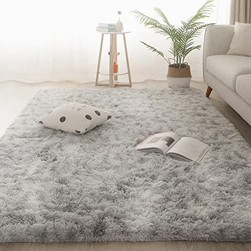 Jyswx Shaggy Teppich Wohnzimmer - Hochflor Flauschig Teppiche Waschbar - Moderne Langflor Teppich für Wohnzimmer, Schlafzimmer, Korridor, Schlafsaal, Größe:60 x 90cm, Farbe: Tiedye Grau