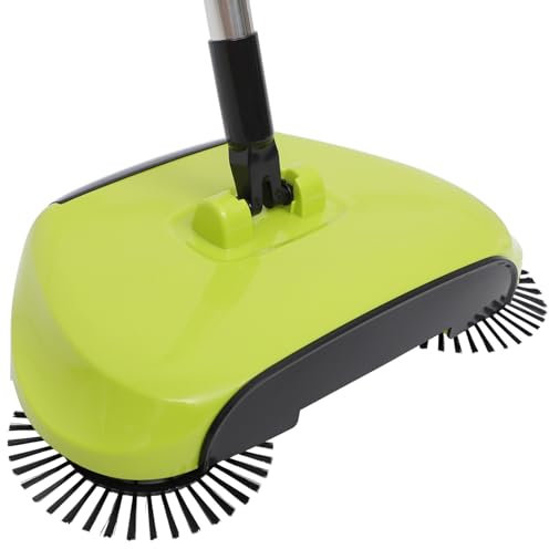 CRILSTYLEO Barredora Manual con Recogedor y Cubo De Basura Escoba y Recogedor Ecológico para Limpieza De Pisos para Superficies Duras Verde