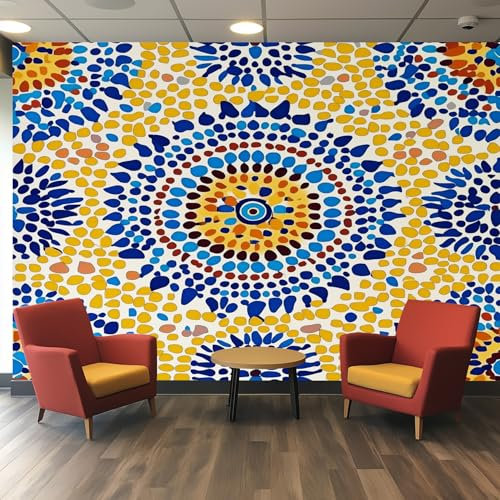 Mandala Wallpaper - Moroccan Boho Polka Dot Islamic Wall Mural - Wall Murals for Living Room Bedroom - Photo Wallpaper & Home Decor Art - 300 x 210 cm H576