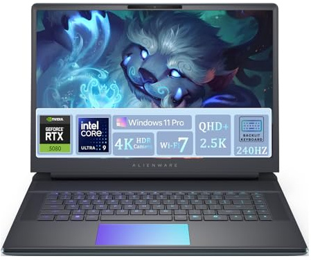 Alienware 16 Area-51 Laptop para Juegos • NVIDIA GeForce RTX 5080 16GB GDDR7 • Intel Ultra 9 275HX • visualización QHD+ 240Hz de 16 • KB retroiluminado • Win 11 Pro • WiFi 7 • 64GB DDR5 • 4 TB SSD
