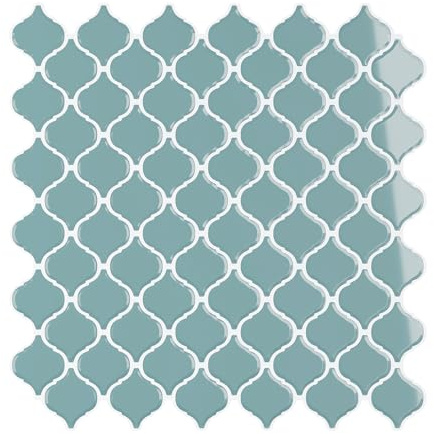VEELIKE Fliesenaufkleber Hellblau Marokkanische 6 Stück Klebefliesen Küche Fliesenfolie Bad Wasserfest Blaue 3D Fliesenaufkleber Badezimmer Selbstklebende Wandfliesen Waschküche 30.5cm x 30.5cm
