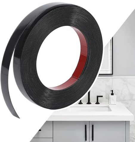 GDWD 10M Peel and Stick Molding Trim, Self-Adhesive Flexible PVC Decorative Edging Strip for Wall, Ceiling, Tile Edges, Window Frames, Cabinet, Mirror Frame, Waterproof Strong adhesion (Black, 10mm)