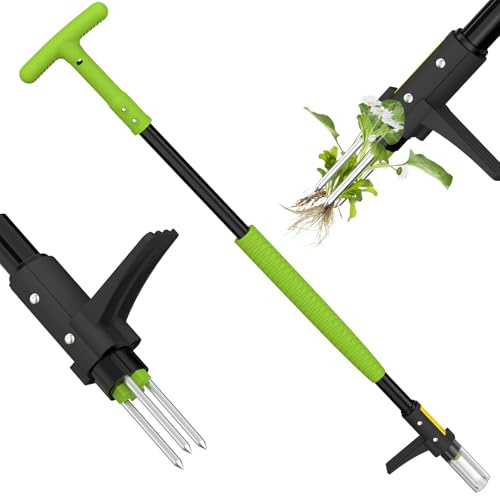Ergohortus Unkrautstecher, Stand-Up Unkrautstecher mit Stiel 3 Krallen | Löwenzahnstecher, Unkrautzieher Gartenjäterwerkzeug mit Ergonomischem 99cm Langem Griff, Robustes Unkrautentferner